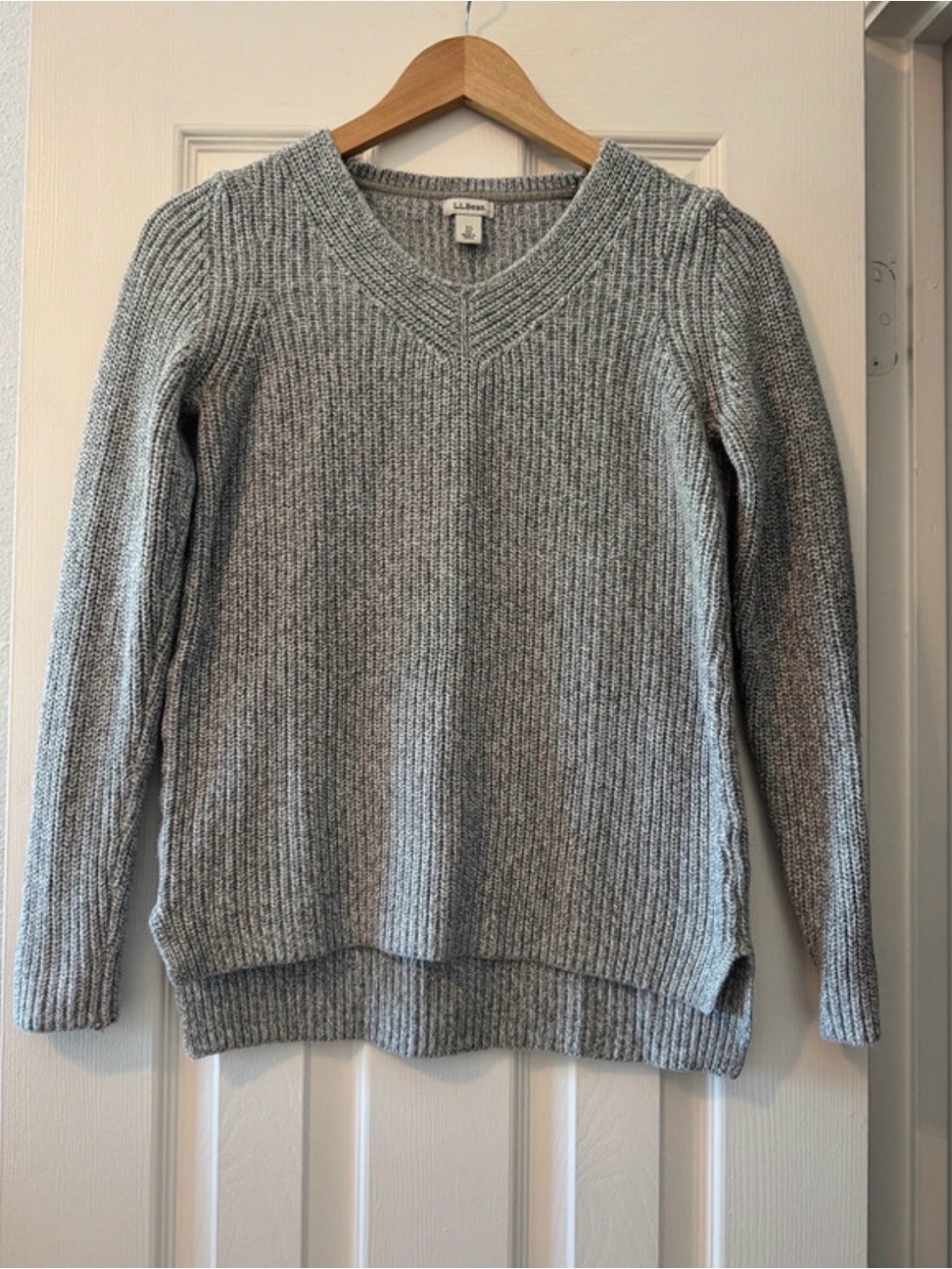 L.L.Bean Gray Knit Sweater – Size XS, 100% Cotton